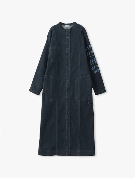 <DENIMUS>プリント入りシャツワンピース