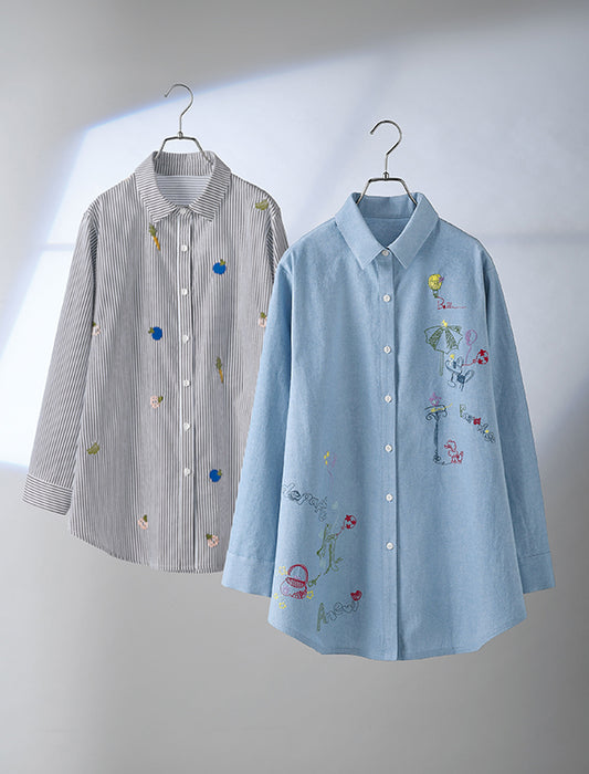 【受注】カラフル刺しゅう入りシャツチュニック