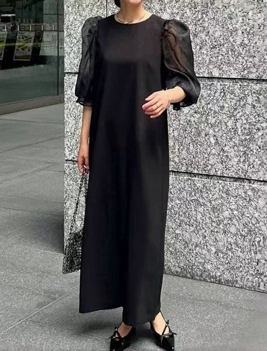 シアードットスリーブドッキングワンピース