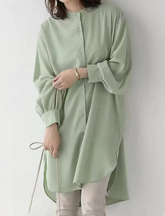 【近日入荷】使いまわし抜群シャツチュニック　※グリーンLサイズは4月下旬入荷