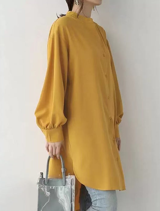 【近日入荷】使いまわし抜群シャツチュニック　※グリーンLサイズは4月下旬入荷